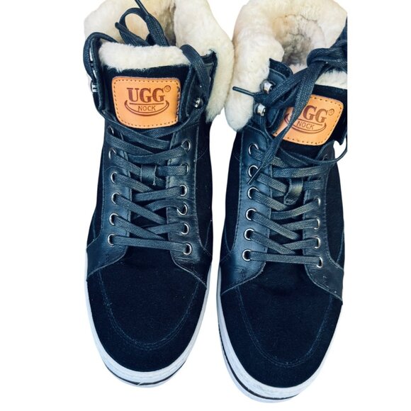 UGG Nock Mens Black Suede Fur-Lined High-Top Sneakers Size 12B - Picture 3 of 12
